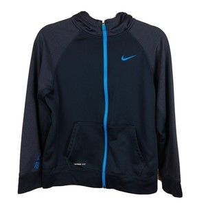 Nike Thermafit Elite Full Zip Jacket Womens XL Blue Long Sleeve Hooded Fleece
